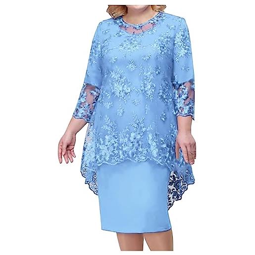 FGVFCS abito taglie forti da donna, set da 2 pezzi, elegante abito da sera in pizzo ricamato, copertura a mezza manica abiti casual da donna per madre della sposa, cocktail, matrimonio, ballo di fine