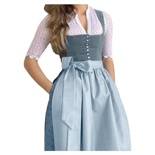 YOSUWOAI abito da donna midi in stile dirndl, lungo, disponibile in taglie forti, con camicetta, vintage, elegante, outfit per feste, cocktail, serate, costume per l'oktoberfest, g grigio. , xxl