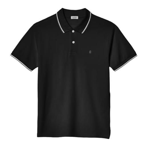 Coveri maglia polo uomo mezza manica corta cotone taglie forti 3xl 4xl 5xl 6xl (3xl - nero)