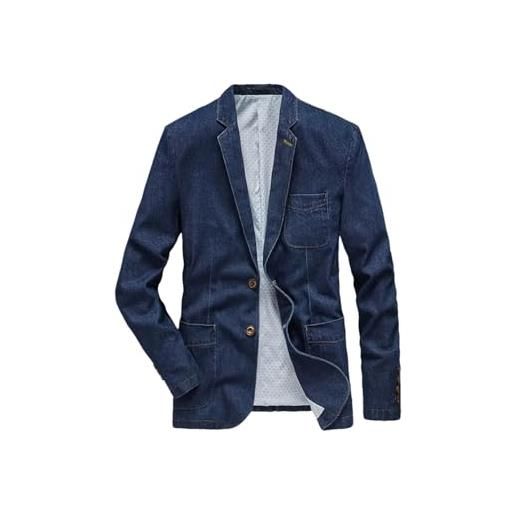 REHJJDFD uomini slim fit business jean cappotti uomini abiti casual denim blazer giacca uomo risvolto giacca vintage, blu denim, m