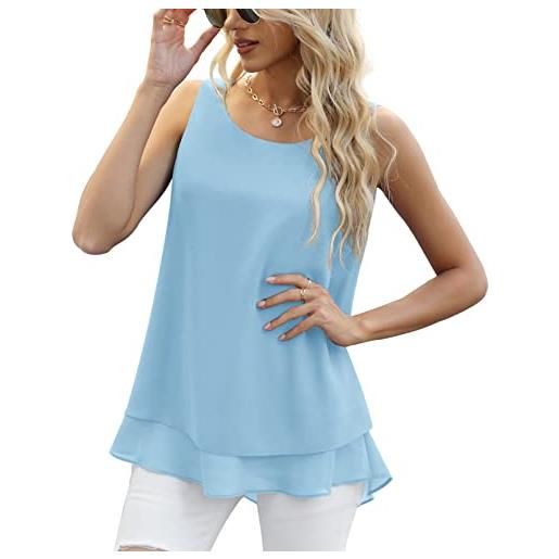 Yommay canotta estiva da donna, camicette da donna, senza maniche, in chiffon, da donna canotte e top