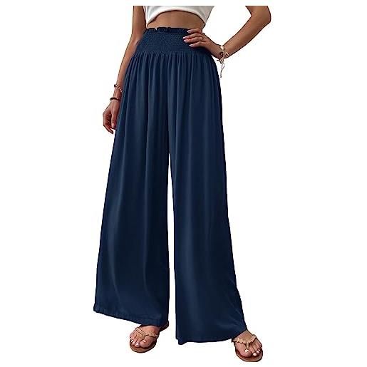 Cicy Bell pantaloni del donna dritto locker elastico largo pantaloni da gamba vita palazzo pantaloni con tasche