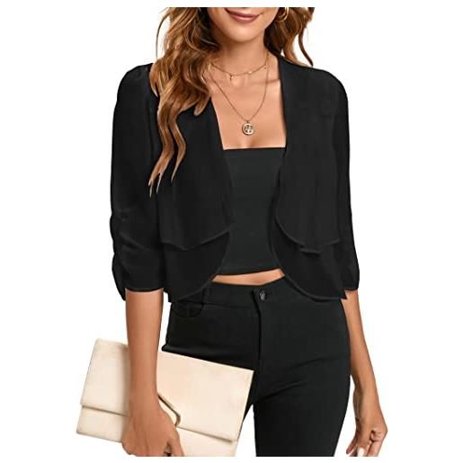 Famulily coprispalle estivo da donna in morbido chiffon, scialle, increspato, blazer, cardigan, top a mezza manica sottile bolero cardigan uk