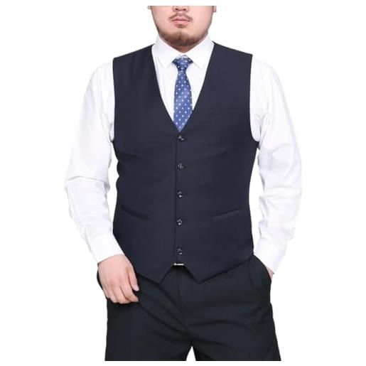 SimidunEUR gilet abito uomo formale panciotto elegante classico mistura cotone matrimonio panciotti in tinta unita con tasche(disponibile in taglie forti), nero, 9xl