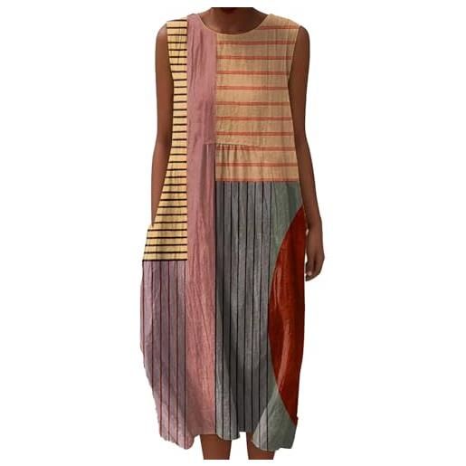 Udbeksid 2025 vestiti da estivi senza maniche girocollo manica eleganti larghe corta camicia notte premaman autunnale lino abito casual boho chic con tasca abiti larghi al ginocchio spiaggia vacanza