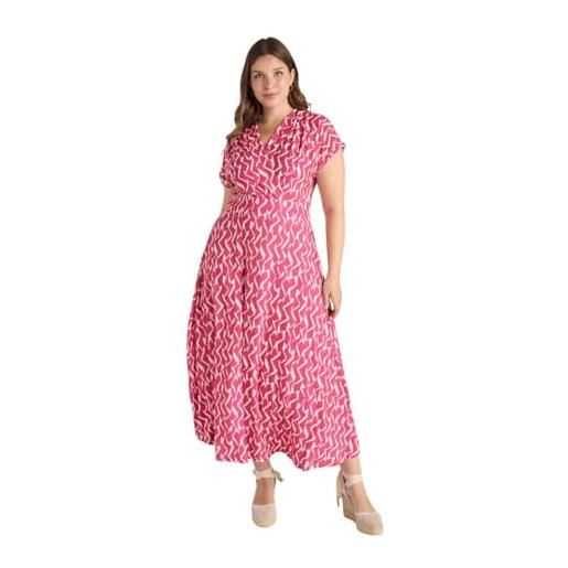 FIORELLA RUBINO: vestito lungo stampato curvy size fucsia stagione primavera estate 2025. 
