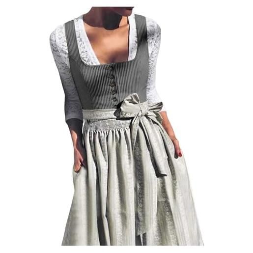 YOSUWOAI abito da donna midi in stile dirndl, lungo, disponibile in taglie forti, con camicetta, vintage, elegante, outfit per feste, cocktail, serate, costume per l'oktoberfest, z07 nero. , l