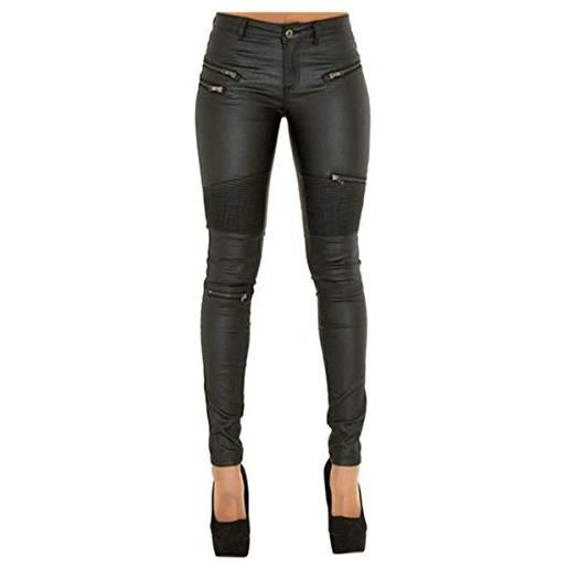 Andiwa pantaloni da donna in finta pelle, con cerniera, con cuciture a testa e spingono verso l'alto e skinny in pu, leggings petite/regolare/alti
