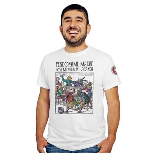 Feudalesimo e Libertà perdoname madre por mi vida in locanda - t-shirt uomo - birra - festa - maglietta a manica corta 100% cotone organico traspirante