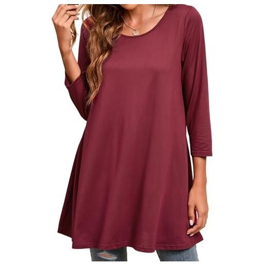 Enmain maglietta a maniche lunghe con girocollo da donna tunica top casual camicette maglietta donna lunga
