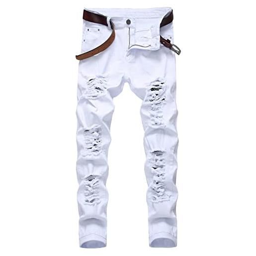 vokkrv 2024 jeans uomo elasticizzati slim fit pantaloni lunghi casual denim stretch strappati skinny moda jean sportiva jogging pantaloni con tasca autunno inverno originale jeans plus size
