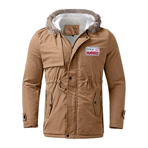 LOIJMK cappotto invernale da uomo con calda imbottitura, giacca invernale da uomo con cappuccio in pelliccia, caldo coat funky, giacca sportiva da uomo, con cappuccio, a maniche lunghe, per il tempo