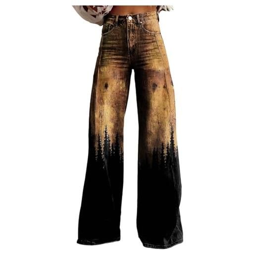 Udbeksid pantaloni a zampa donna anni 70 retrò jeans larghi vita alta baggy streetwear corduroy bootcut vintage fantasia a quadri denim stretch oversize casual hippie