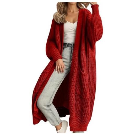 Generisch cardigan donna lungo maglia grossa oversize elegante con tasche aperte maglia maglia maglia manica lunga cardigan donna