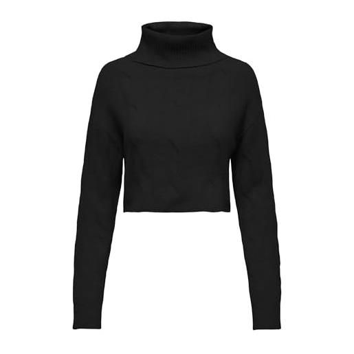 Only onlrio life ls cable rollneck knt, pullover donna, black, 