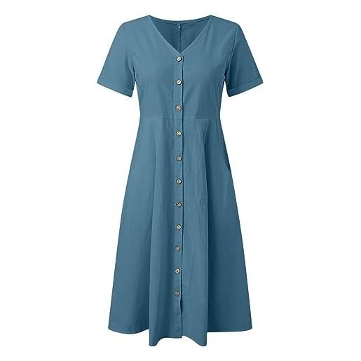 Generic vestito lungo donna estivo in lino abiti da abito da donna in cotone abiti lunghi estivi con vestiti estivi abito estivo elegante