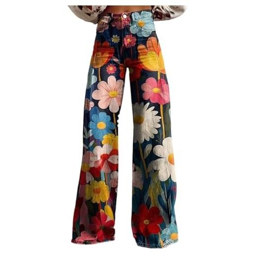 Udbeksid pantaloni a zampa donna anni 70 retrò jeans larghi vita alta baggy streetwear corduroy bootcut vintage fantasia a quadri denim stretch oversize casual hippie