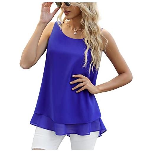 Yommay canotta estiva da donna, camicette da donna, senza maniche, in chiffon, da donna canotte e top