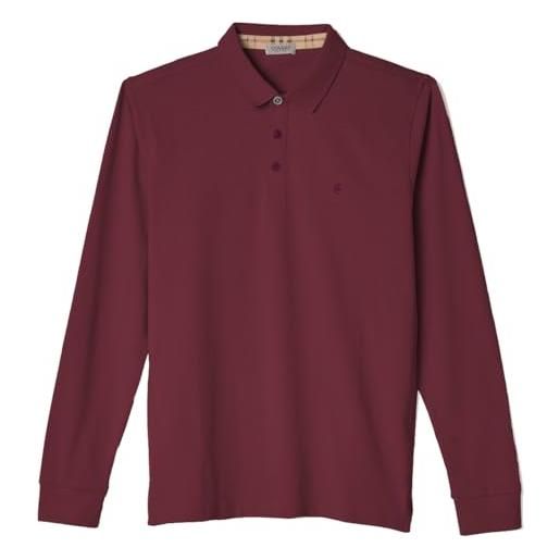 Coveri maglia a polo da uomo caldo cotone jersey manica lunga taglie forti 3xl 4x 5x 6x (3xl - bordeaux)