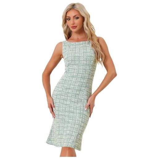 Allegra K donna abito tubino in tweed elegante senza maniche