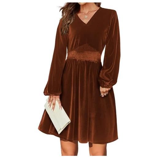 Zeagoo abito da donna in velluto elegante abito da festa per feste abito da ballo vintage scollo a v lunghezza al ginocchio abito da sera a-line s-xxl