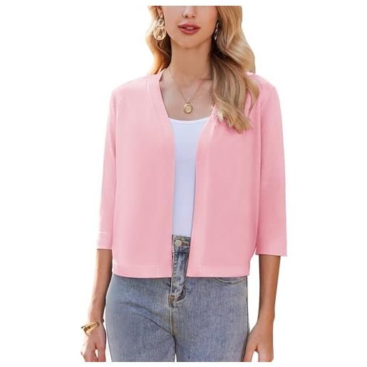 Zeagoo bolero da donna festivo elegante cardigan bolero corto giacca con spalla manica a 3/4 cardigan aperto sul fronte casual tinta unita s-xxl