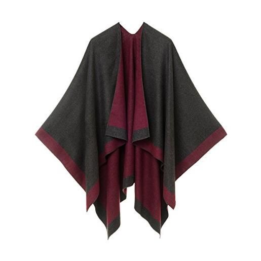 MELIFLUOS DESIGNED IN SPAIN poncho da donna con collo a scialle e mantello ruana con cardigan maglione aperto sul davanti per l'autunno inverno