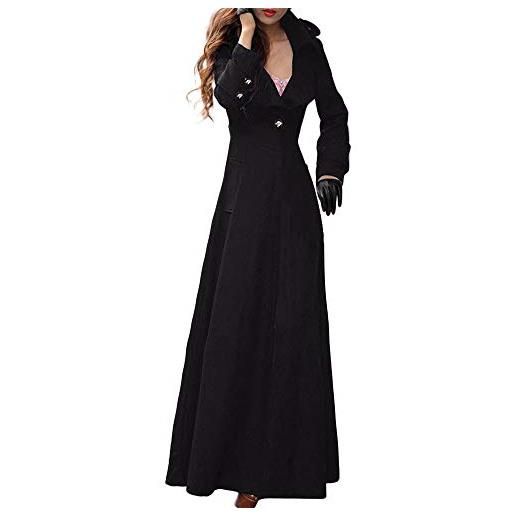 Generisch trench coat - cappotto di lana da donna, invernale, elegante, extra lungo, con colletto a risvolto, taglie forti, cappotto invernale largo, giacca in tweed vintage