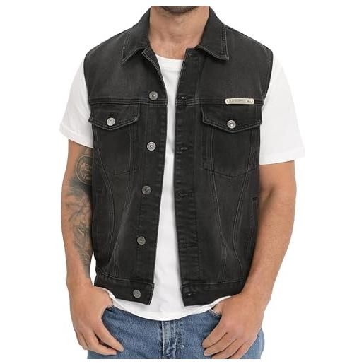 CoXuantion gilet di jeans da uomo senza maniche cotone gilets casual retro vintage jeans giacca con bottone punk gilet denim per fotografia moto s, grigio