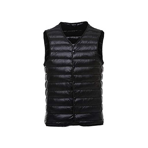 YOUCAI giubbotto smanicato uomo bodywarmer giubbino imbottito senza maniche giacca imbottito gilet da lavoro caldo scollo a v, nero, m