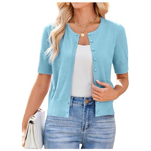 Newshows cardigan estivi da donna cardigan corto a maniche corte con bottoni copriabito bolero shrug top