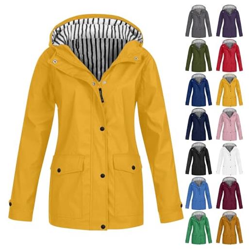 Generic giacca impermeabile lunga da donna, leggera, in softshell, elegante, tinta unita, impermeabile, traspirante, per le mezze stagioni, con cappuccio, giacca funzionale da donna, verde, s