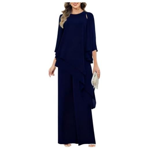 shownicer completo donna elegante tailleur donna eleganti tuta in chiffon 3 pezzi set curvy completo da cerimonia madre della sposa abiti taglia grande
