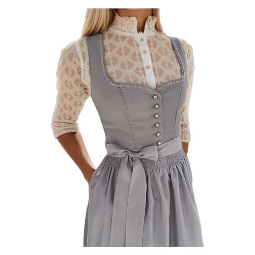 YOSUWOAI dirndl - abito da donna midi, elegante, stile vintage, grigio, m