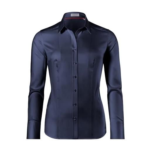 Vincenzo Boretti blusa, modern-fit/taglio abbastanza aderente, colletto della camicia, twill - facile da stirare blu scuro 38