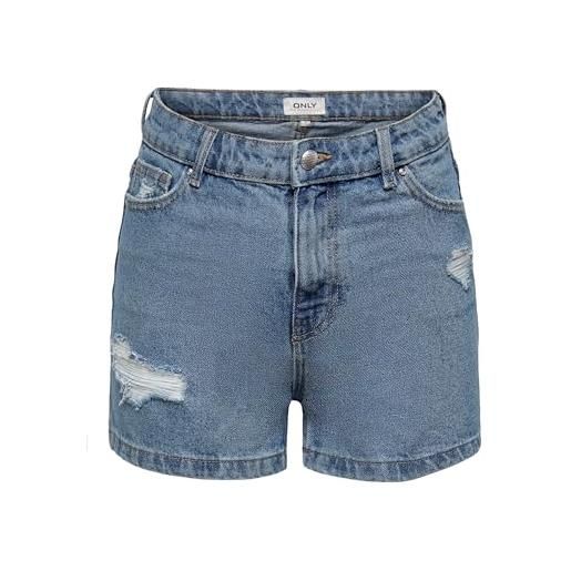 Only onljagger life hw mom shorts dnm noos, pantaloncini donna, medium blue denim/detail: nas887, m