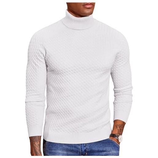 COOFANDY maglione collo alto uomo lavorato a maglia morbido invernale elastico maglione a maglia per uomini casual maniche lunghe da lavoro bianco l