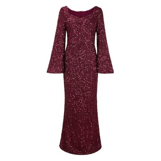 Yekdmxop abito elegante donna abiti da cerimonia donna curvy abito aderente capodanno abiti con paillettes da sera elegante vestiti sposa vestito brillante maniche lunghe tubino cocktail party glitter