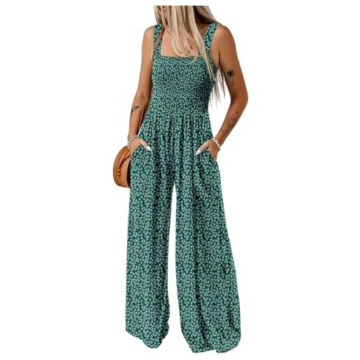Dokotoo tuta donna estiva floreale salopette elegante cerimonia completo cerimonia larga pantaloni senza maniche tailleur lungo jumpsuit