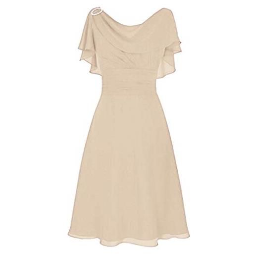 BOTCAM abito da festa donna elegante lungo in chiffon - slim fit, linea ad a, con volant - per matrimonio, sera, estate, damigella d'onore - lunghezza al ginocchio
