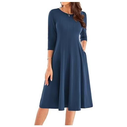 GRACE KARIN abito midi da donna vintage a linea a con maniche 3/4 per ospiti matrimonio, uk prom formale vintage