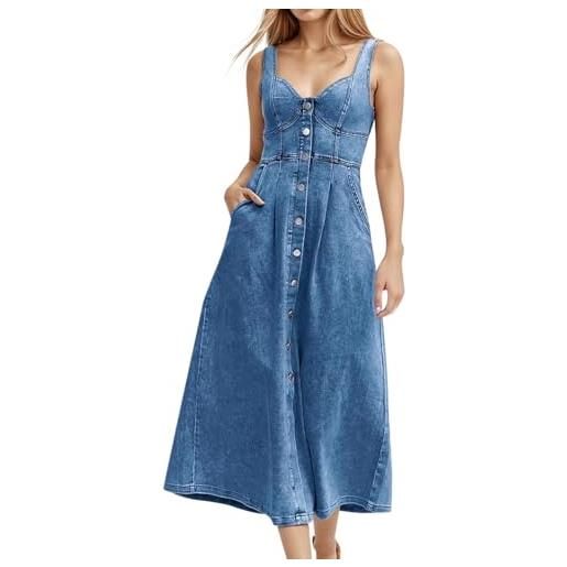 Generic abito lungo in denim con spalline sottili e bottoni sul davanti per un casual primaverile/estivo
