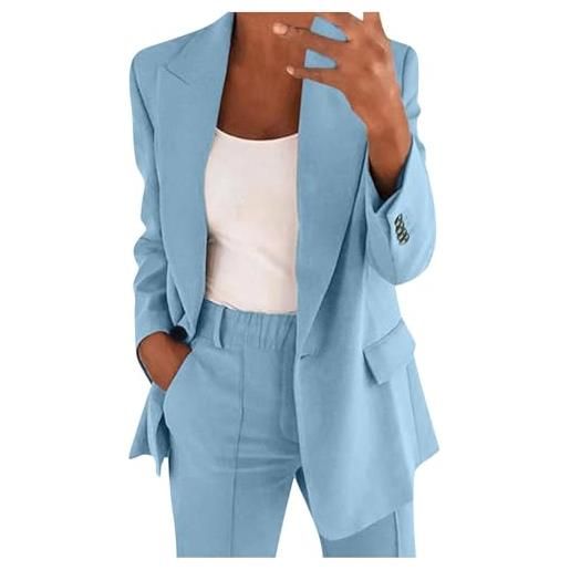 QIUhhpuy completo da donna elegante curvy pantaloni e giacca tailleur leggeri ufficio suit slim fit giacche eleganti per la primavera l'estate set
