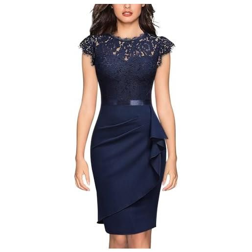 Foweknow, vestito da donna elegante, lunghezza al ginocchio, in pizzo, per ospiti di matrimonio, elegante, abito da sera, da festa, da matrimonio, midi, a linea, a tubino, da cocktail, da donna