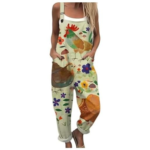 Generico salopette donna estiva lunga elegante tuta jumpsuit intera curvy casual moda stampa jumpsuits comoda larga pantaloni da lavoro con tasca leggera baggy salopettes da casa, playsuit spiaggia