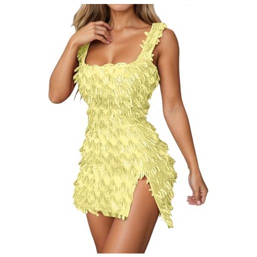 Generisch abito con frange da donna con paillette, con nappa, sexy, senza spalle, per feste, elegante, alla moda, per il tempo libero, da cocktail