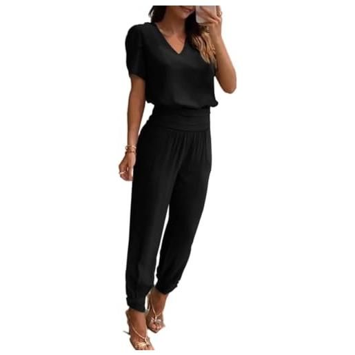 Goolecrimp pantaloni lunghi stampati floreali con scollo a v casual estivi in ​​due pezzi da donna set felpa per il tempo libero felpa a maniche corte pantaloni a gamba larga dritti