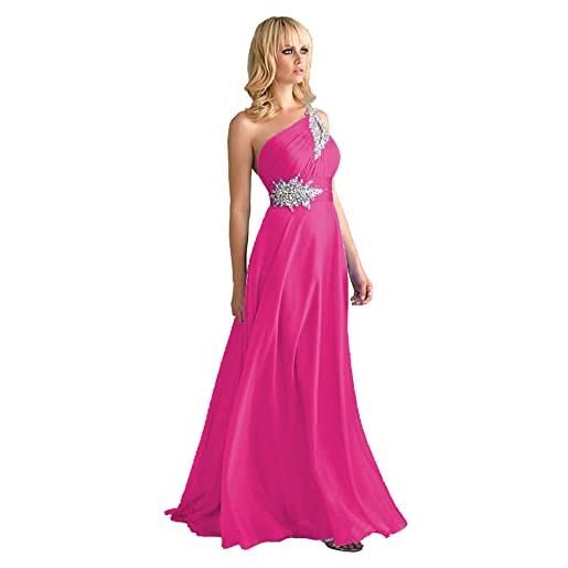 WTWVIAN abito da sera da donna monospalla in chiffon, lunghezza fino al pavimento, con paillettes e perline, abito da damigella d'onore