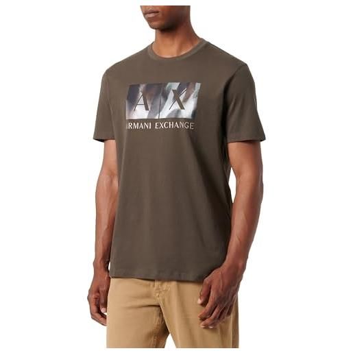 Armani Exchange maglietta da uomo classic ax box con logo camo background regular fit, nero, l
