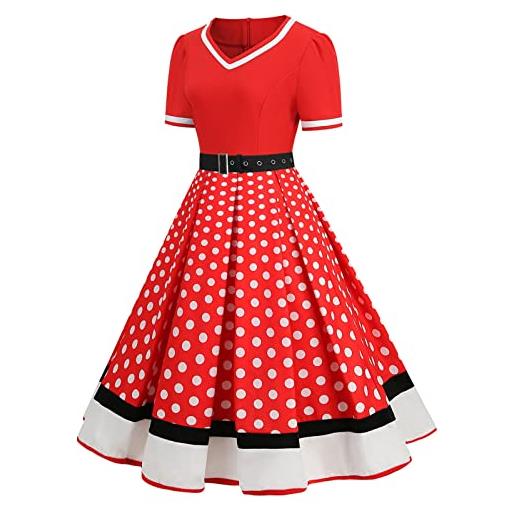 Generico vestito carnevale donna vestiti anni 50 gonna vintage anni 50 60 vestiti da cocktail da donna elegante manica corta, per feste, balli, costumi di carnevale bello 2026